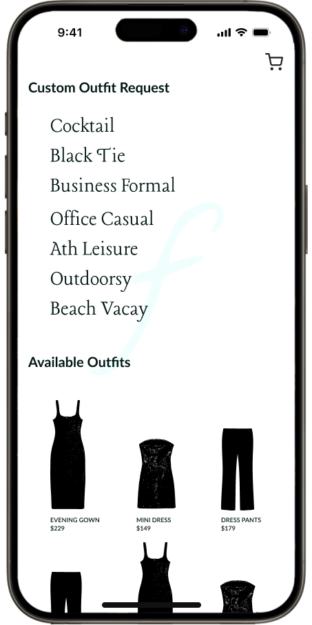 UX UI reFastion custom outfit request screen